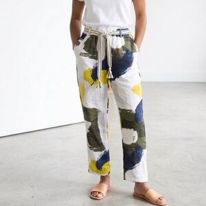 NWT Abstract Print Linen Drawstring Pants